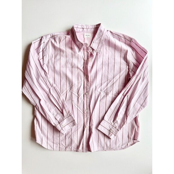Aritzia WILFRED FREE Bailey Lilac Pink Striped Poplin Button-Up Shirt, Size M - Picture 5 of 13